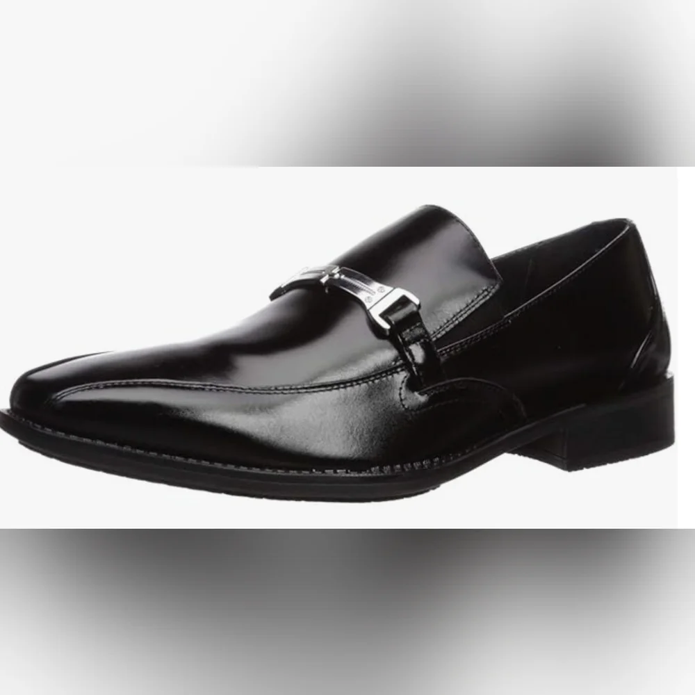 Stacy Adams Mens Black Leather Slip On Dress Shoes Loafers Luxe Sz.12W